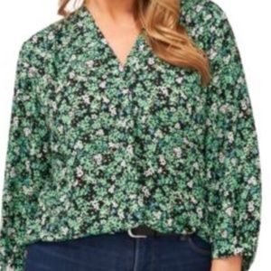 Vince Camuto Plus Size Printed 3/4 Sleeve Peasant Top